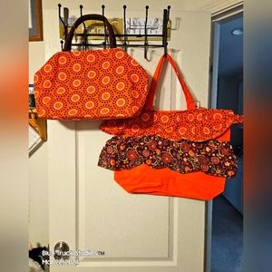 Matching Orange Bag Set NWT Circle Print Pattern Bohemian Chic
